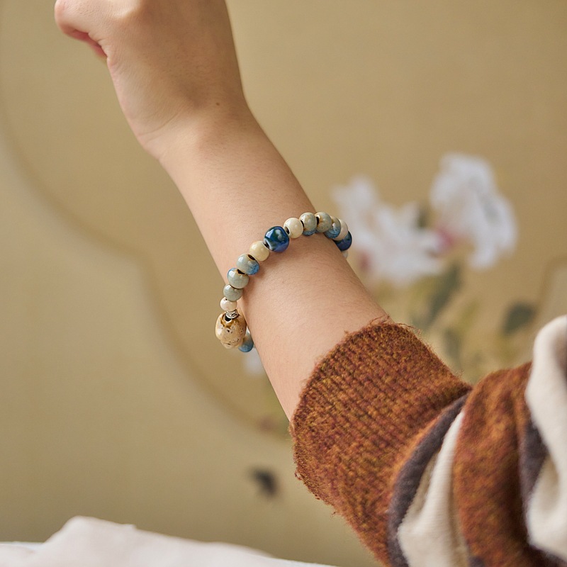 景德镇陶瓷手串礼物新中式百搭一缕瓷集小清新女生手工编织原创详情3