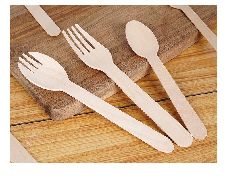 Disposable spoons, wooden spoons, dessert ice cream tasting spoons, birch wood degradable dessert spoons, yogurt fork spoons, individual packaging pic 12