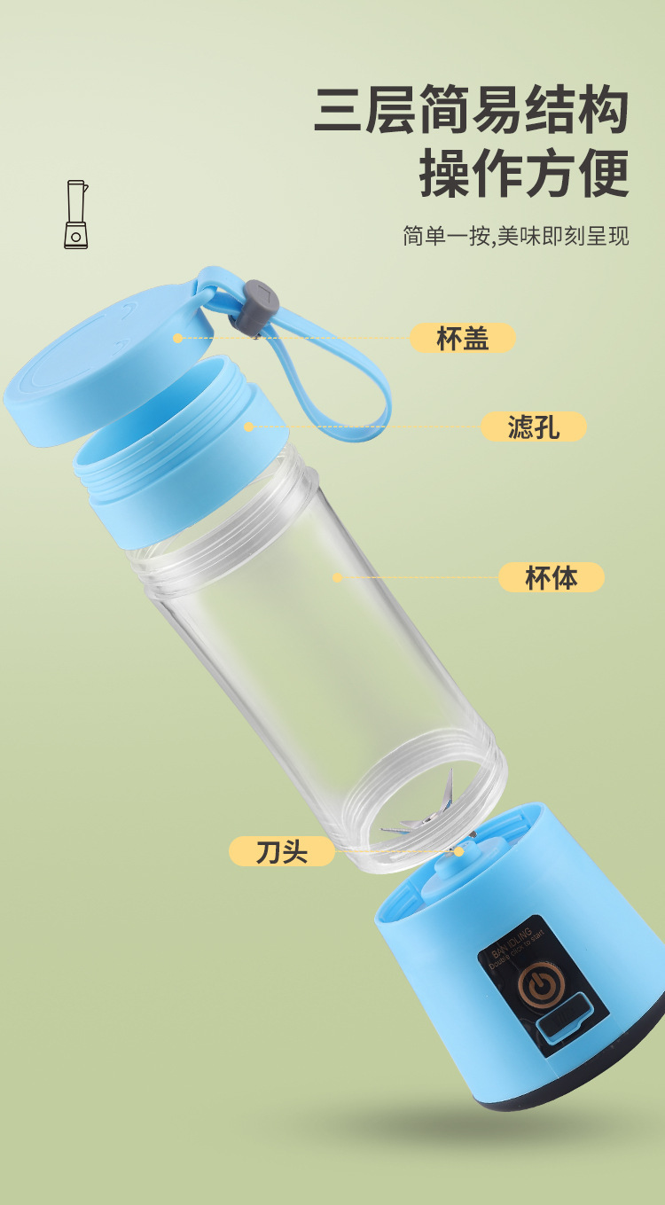 跨境新款榨汁机小型便携式榨汁杯家用迷你果汁机电动Miniblender详情10