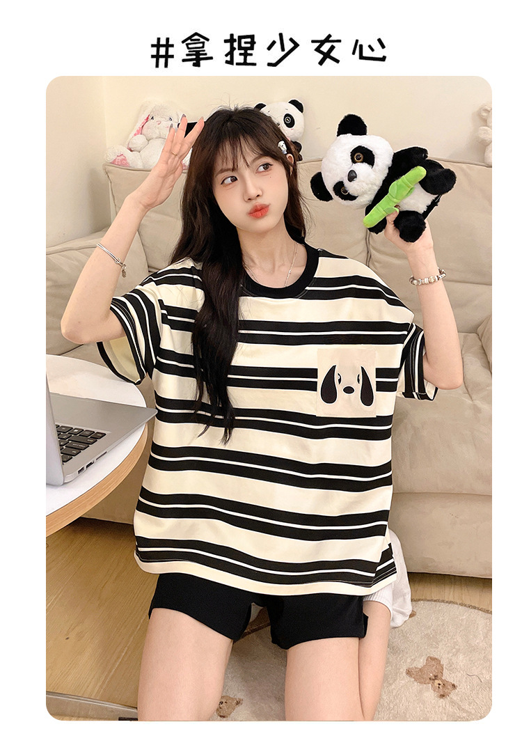 夏季短袖睡衣女士2025新款套装胖mm大码200斤可爱韩版卡通家居服详情4