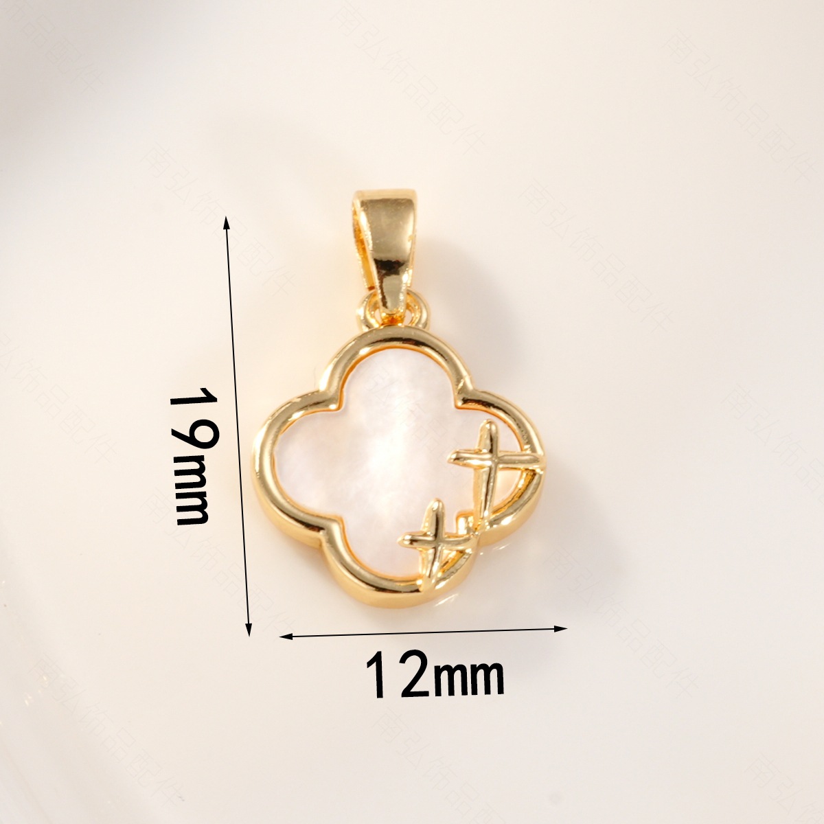 18k copper plated with real gold and inlaid with white shell four-leaf clover pendant, color retention and high-end style, DIY jewelry and necklace clasp pic 5
