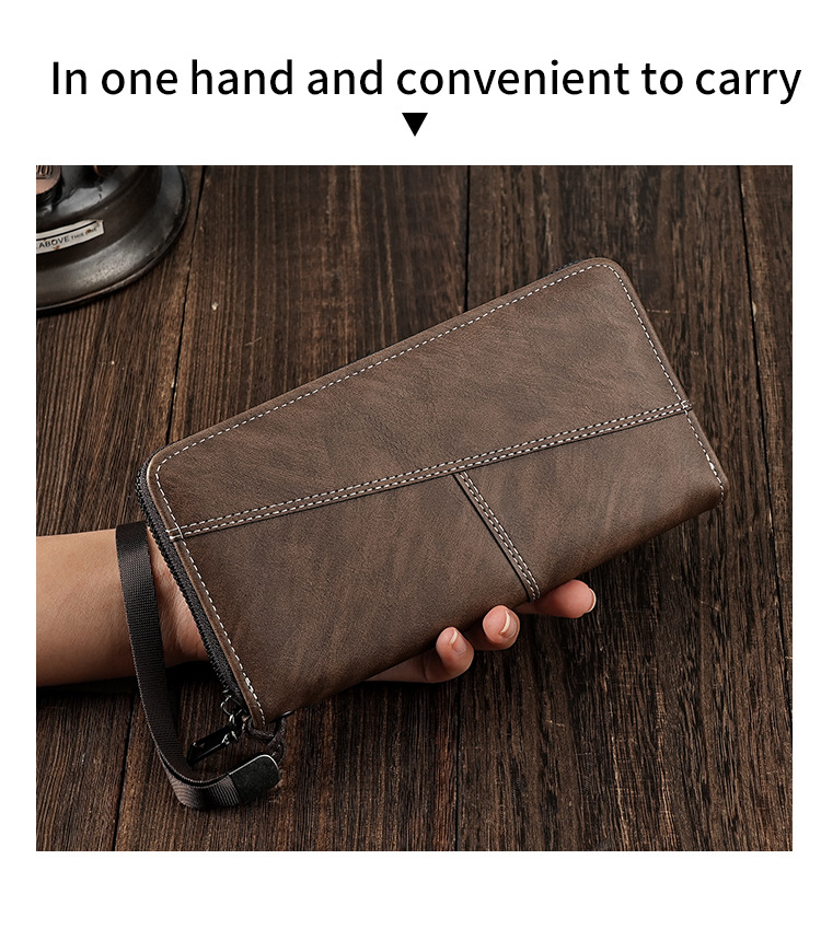 厂家批发男士钱包长款手机包多卡位大容量拉链皮夹便携卡包男钱夹详情4