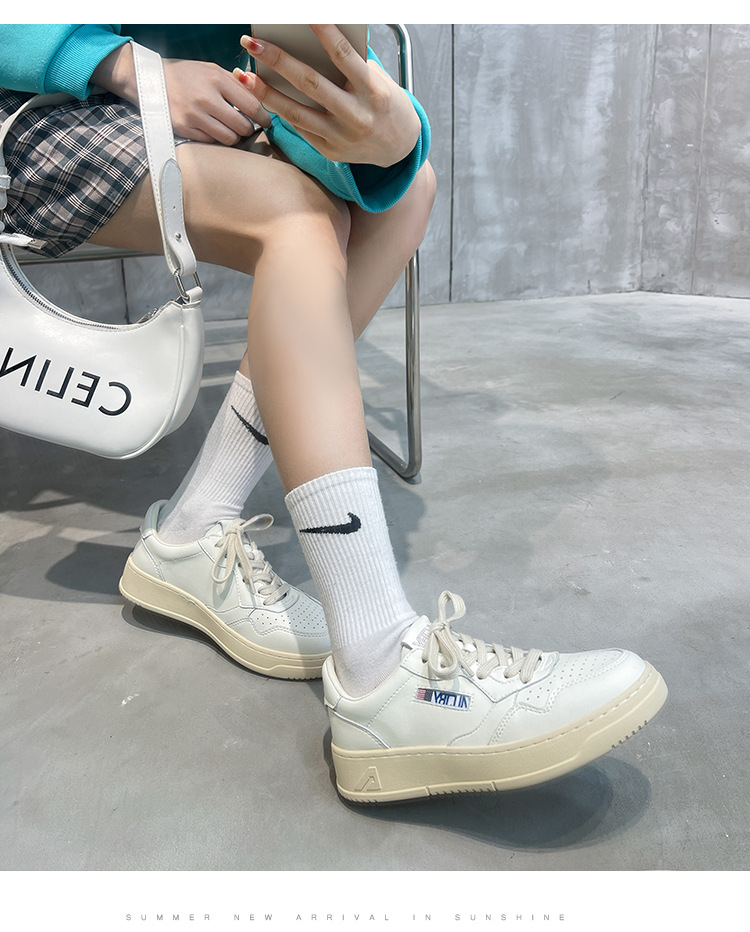 真皮厚底小白鞋女2025新款韩国小众百搭系带德训鞋休闲运动板鞋潮详情13