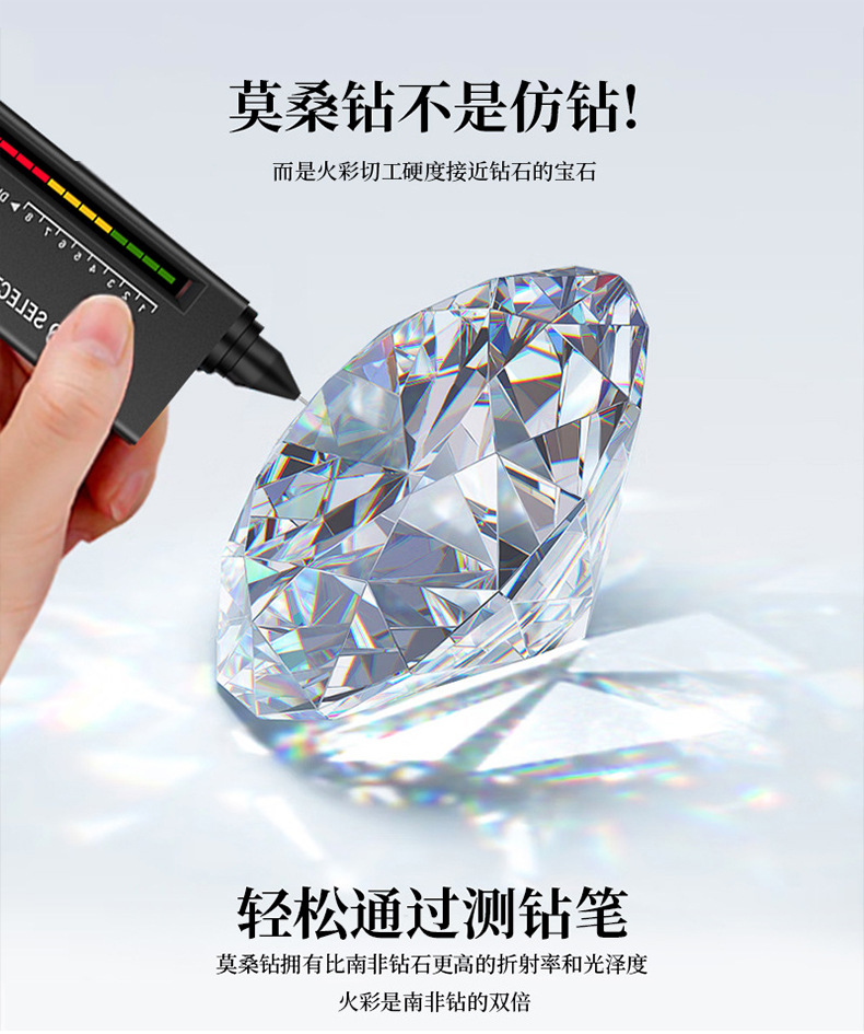 卓恒甄选新款韩版s925纯银耳钉莫桑钻耳饰经典银杏叶耳钉1克拉莫桑石耳釘详情5