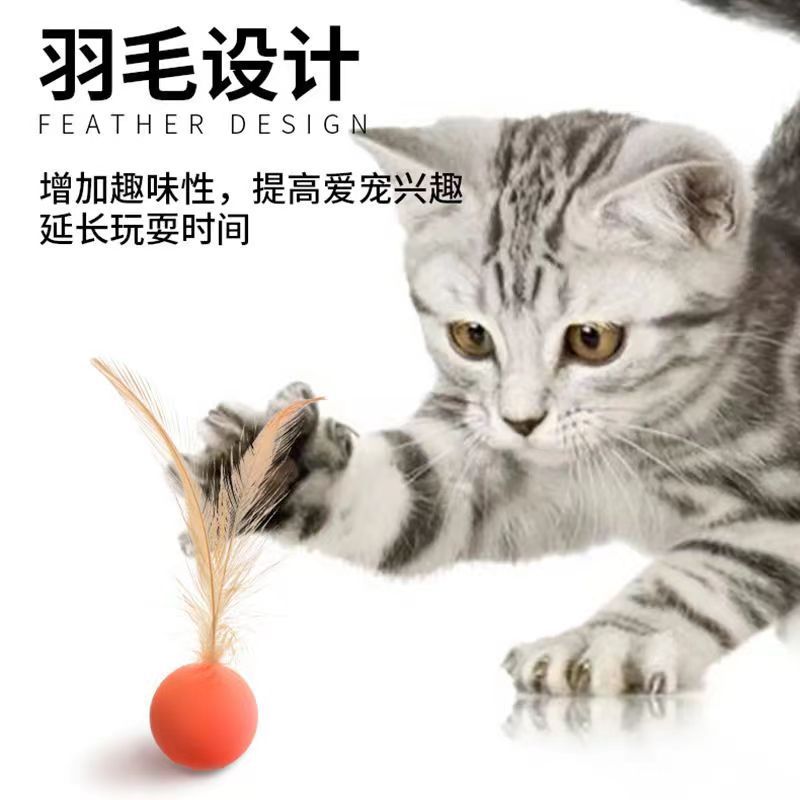 厂家代发猫咪玩具球弹力球羽毛跳跳球宠物逗猫玩具猫自嗨解闷互动详情9