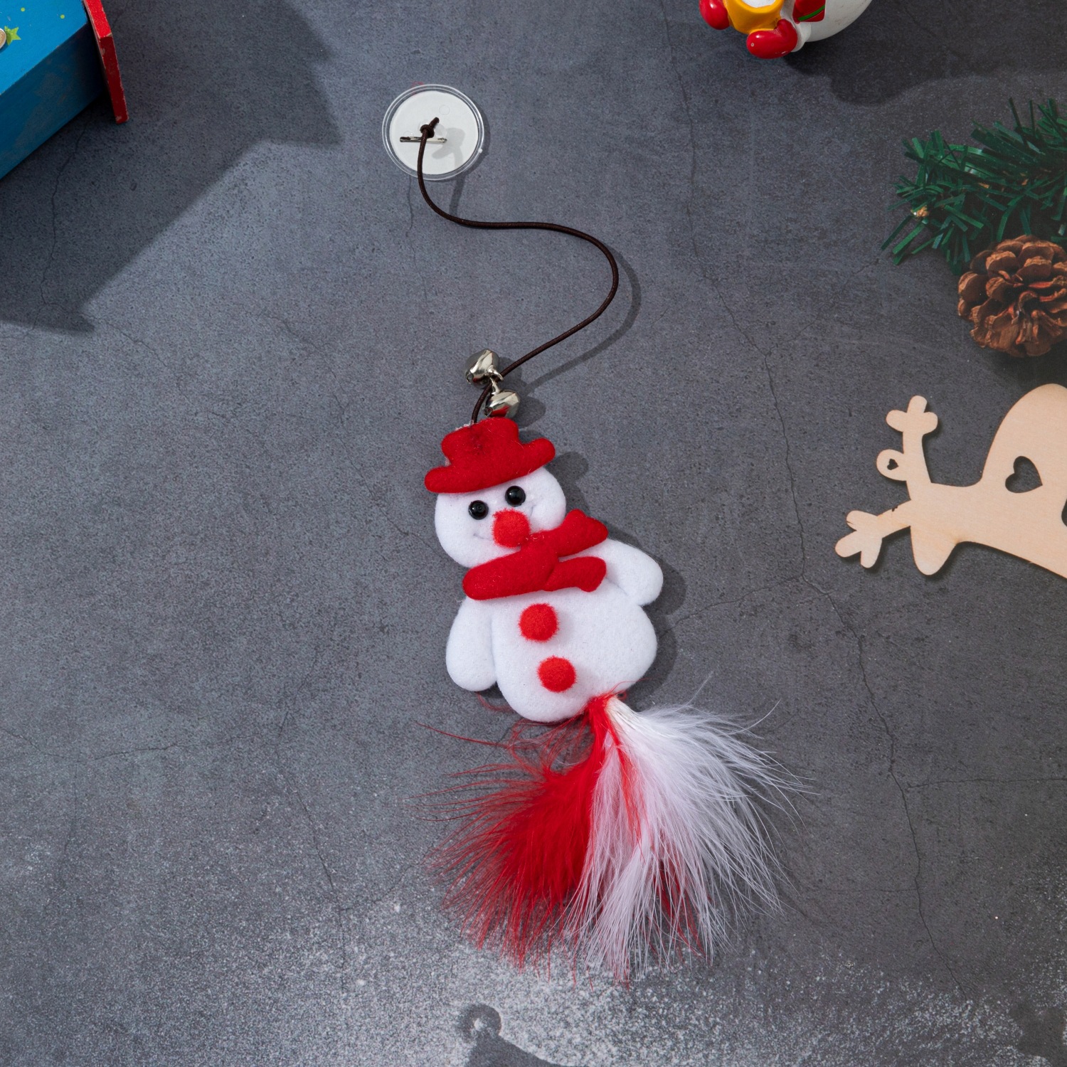 Temu新款圣诞猫玩具弹力绳逗猫棒圣诞雪人逗猫可爱风猫玩具厂家详情25