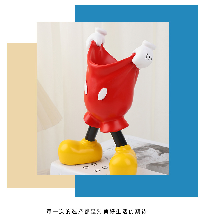 创意工艺品米奇笔筒 树脂摆件化妆笔收纳筒卡通装饰摆件文具笔筒详情12