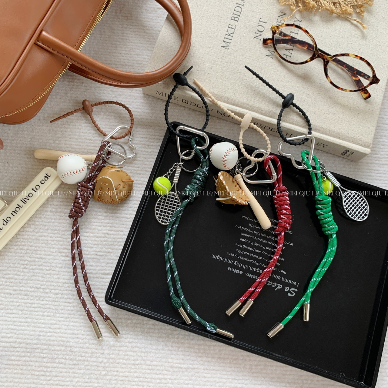 This is the same style baseball bag woven rope pendant as the Instagram blogger, featuring a high-end MIU series bag hanging rope and keychain decoration pic 13