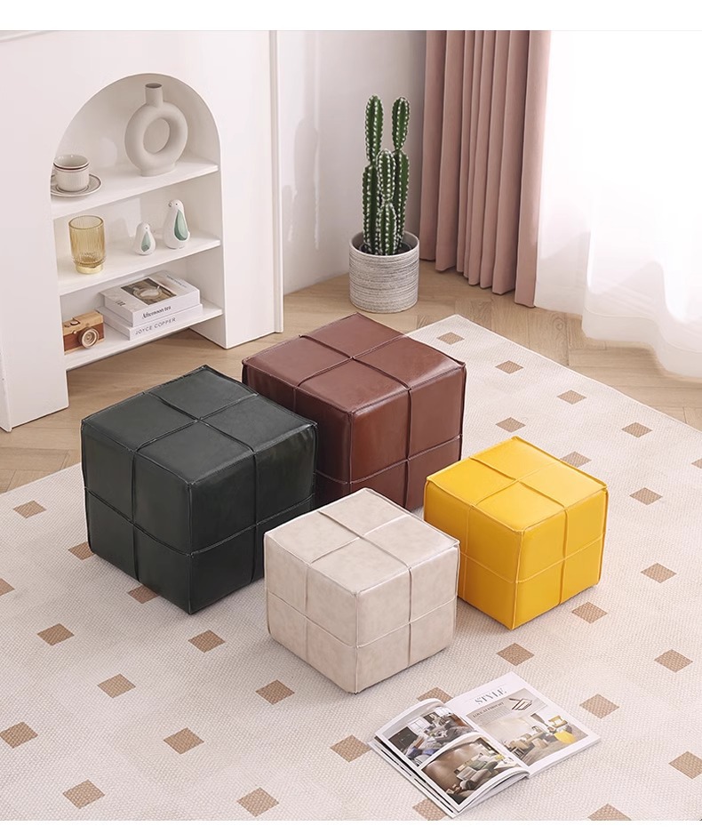 Creative square stools for the entrance and foyer of the source factory, shoe-putting stools, shoe-changing stools, low stools, sofa and footrest stools pic 19