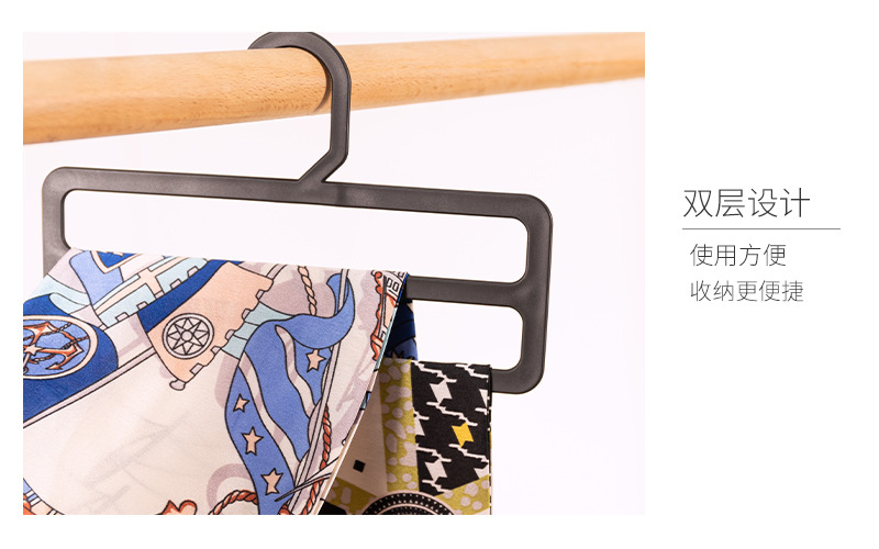 Double-layer scarf rack, towel rack, square plastic black scarf and silk scarf display stand, thickened hook for silk scarves and towels pic 7