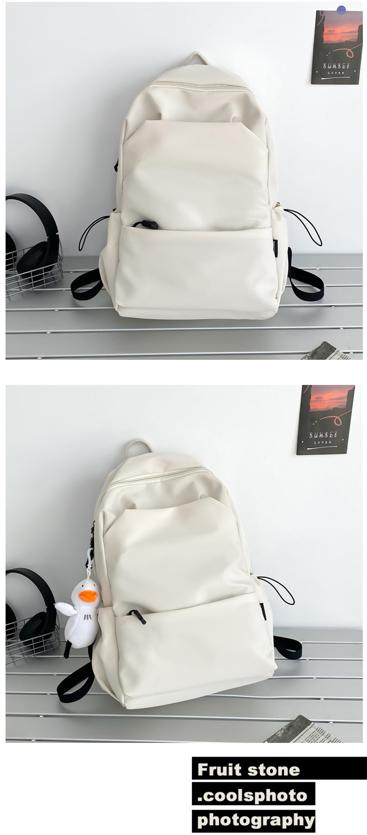 中大学生书包女潮流褶皱双肩包男批发 学院风情侣休闲耐用双肩包详情26