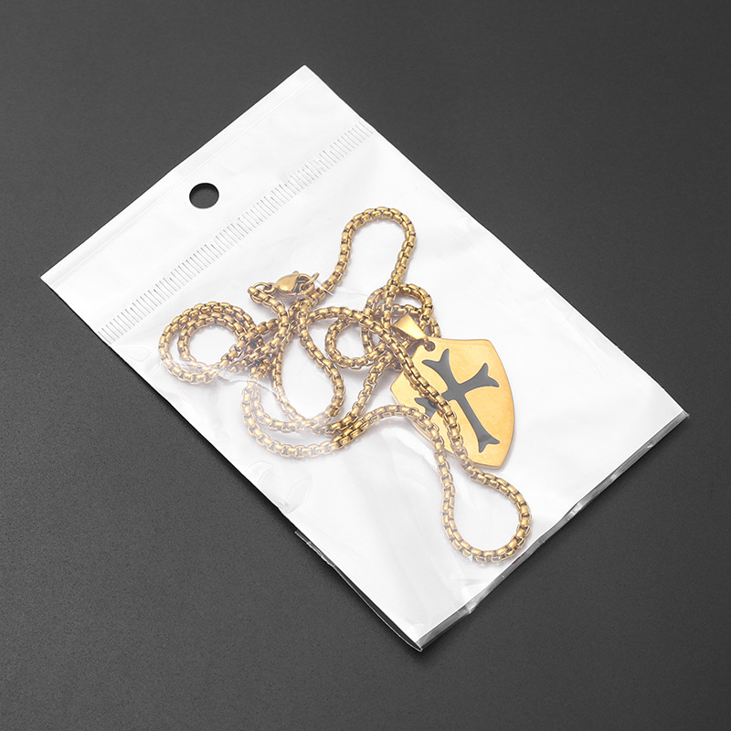 European and American paladin cross shield necklace, retro and unique epoxy resin European and American punk pendant pic 8