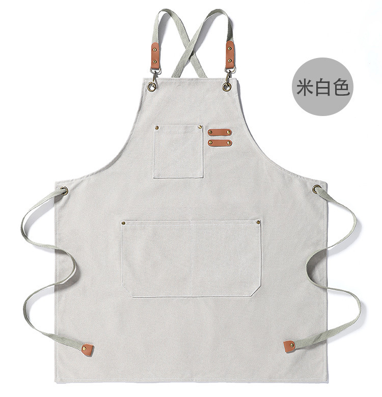 【 Chi Jia 】 Thickened canvas denim apron for foreign trade, home barista, kitchen, restaurant, hairdresser, work apron pic 12