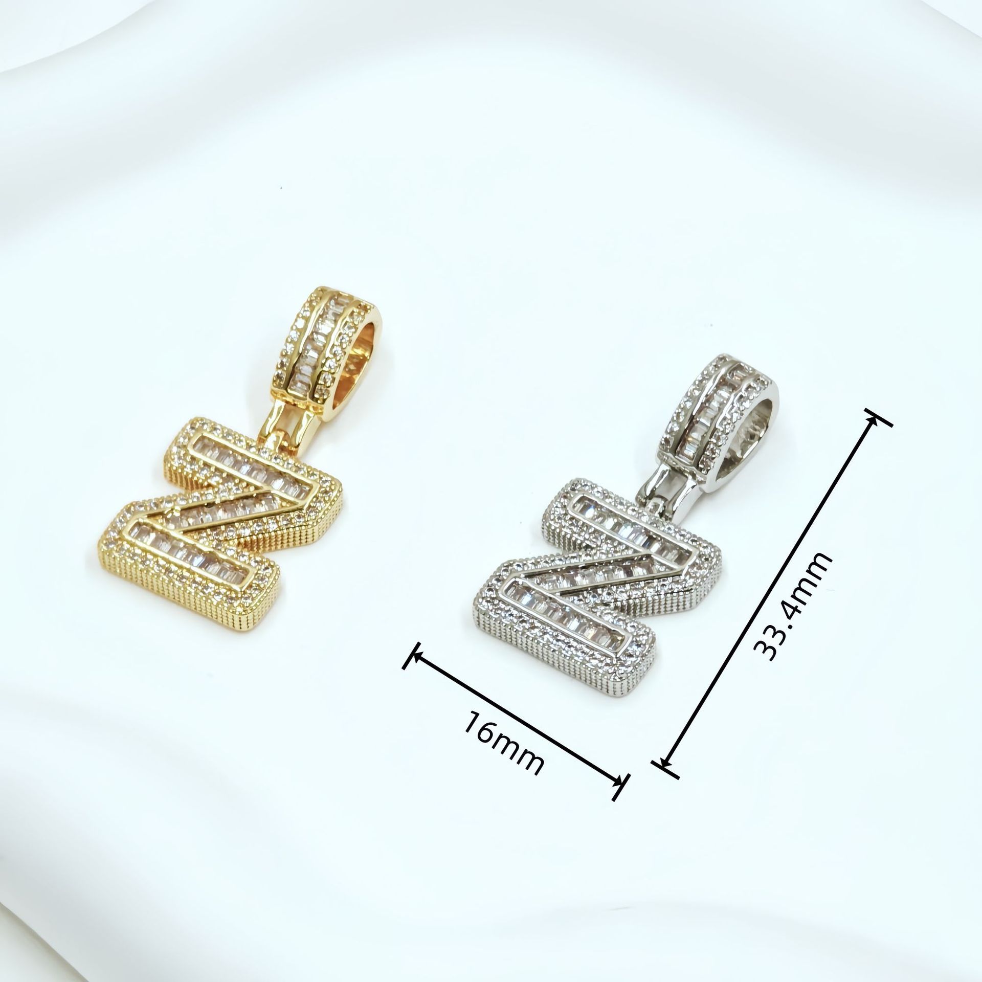 跨境欧美热卖铜镶锆石时尚个性嘻哈26个冰糖字母吊坠项链饰品批发详情22