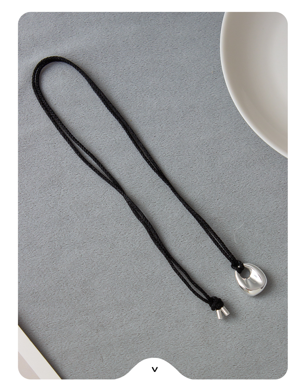 车静媛同款银色包包项链 2024新款轻奢黑绳长款可调节银色毛衣链详情11