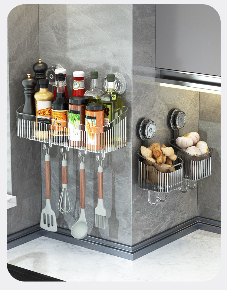 Wall-mounted rotating suction cup storage rack, bathroom storage rack, face towel storage box, wall-mounted without drilling pic 19