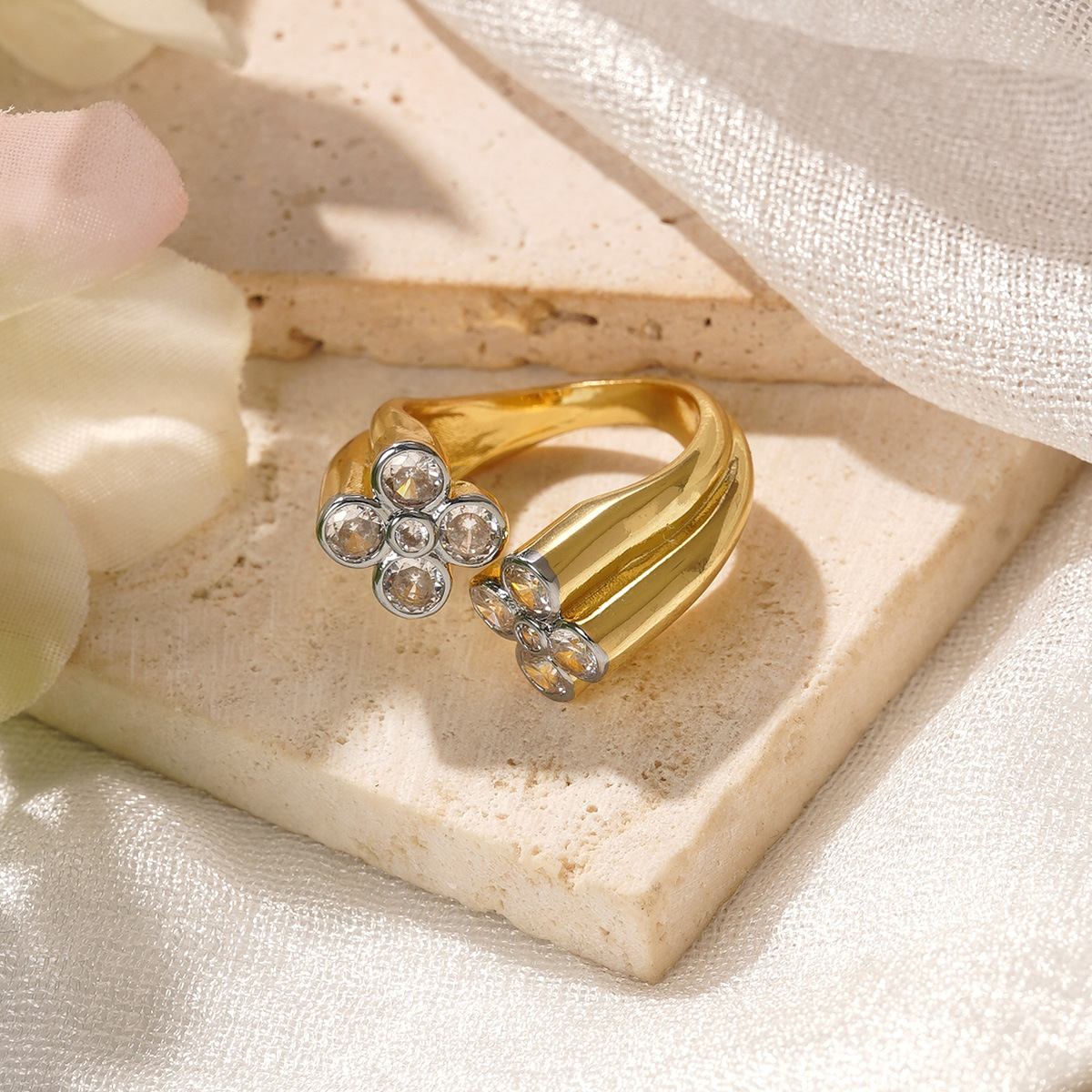 European and American ins light luxury open ring, fashionable and versatile, geometric line zirconium-inlaid small chanel-style simple ring, niche wholesale pic 22