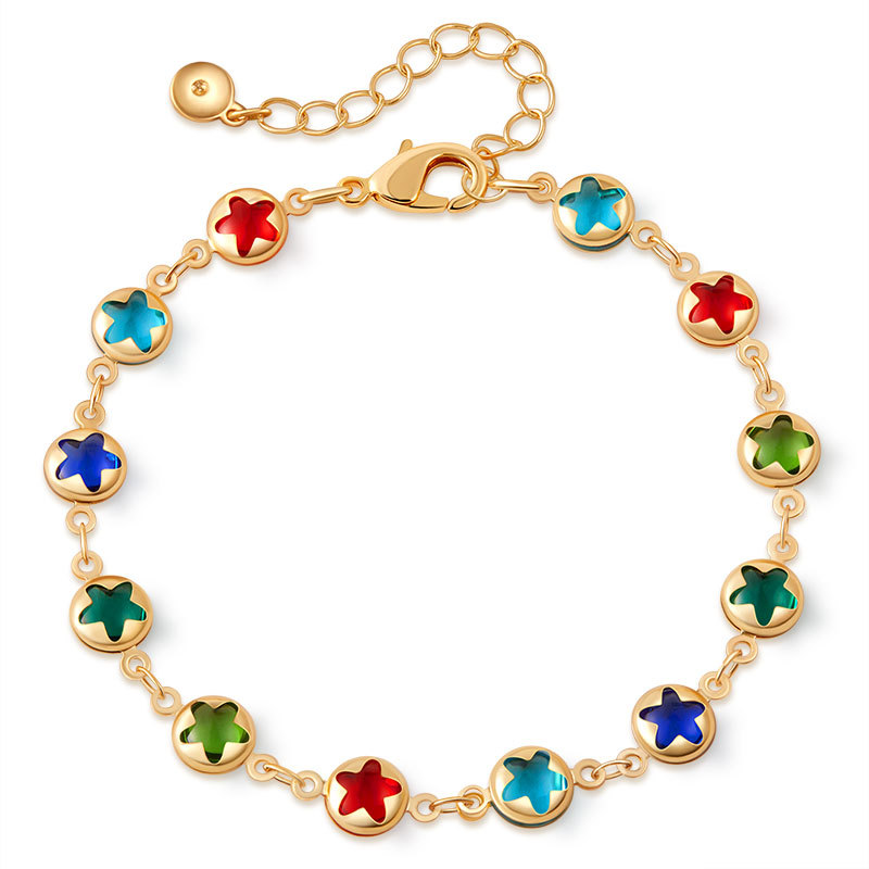 多巴胺手链跨境爱心设计小众几何水滴方形玻璃钻度假风小清新手饰详情44