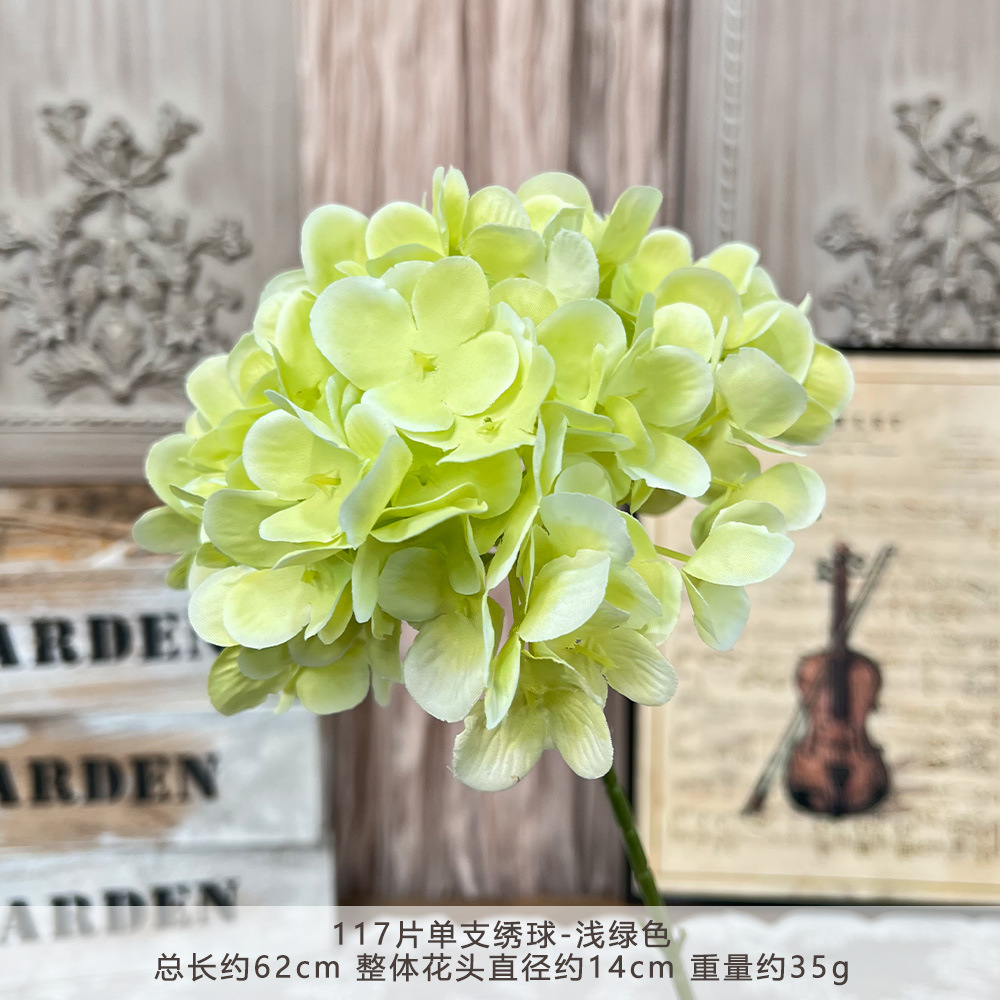 仿真117片单支绣球假花人造花成品婚庆用花地排造景花插花束摆件详情15