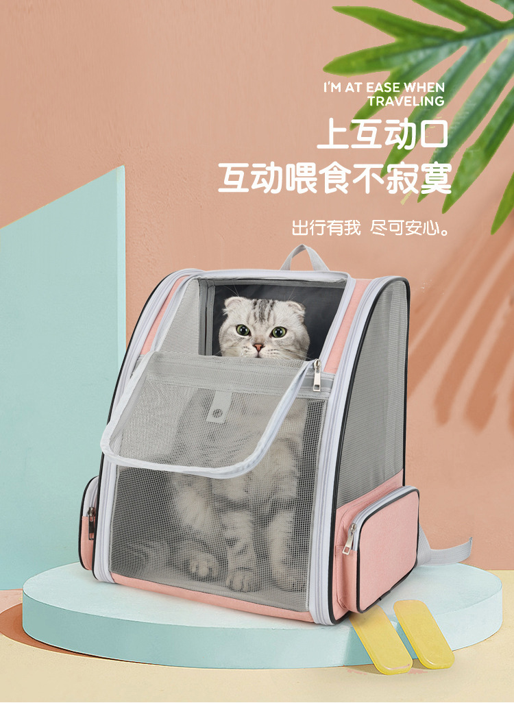 Portable breathable double-shoulder cat bag, foldable cat bag for outdoor travel pic 9