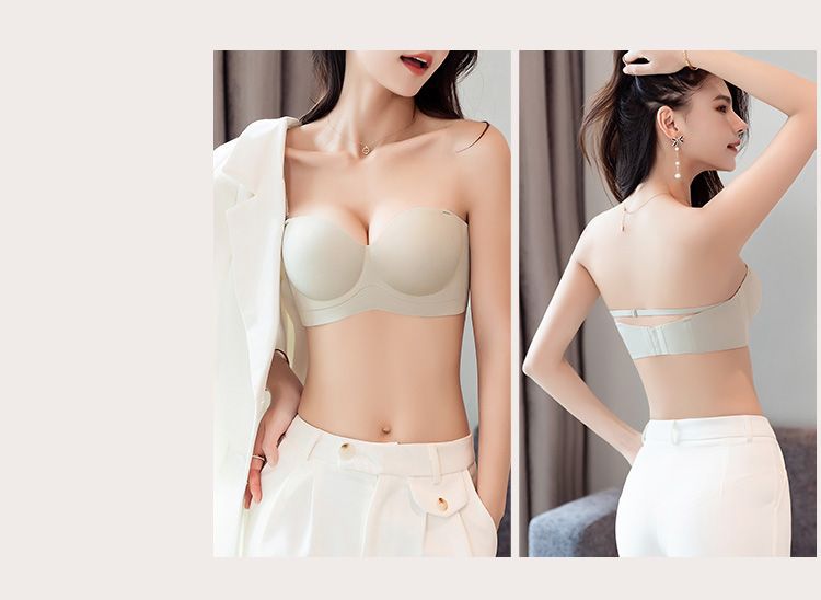 一片式小胸聚拢无痕内衣女收副乳上托隐形防走光抹胸蹦迪防滑文胸详情25