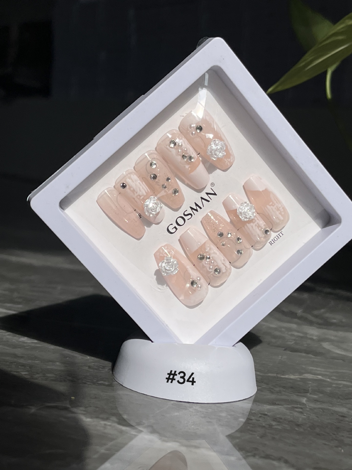 戈斯曼2023新款24片手工穿戴软甲法式中长款温柔气质无痕甲片女美甲贴纸详情6