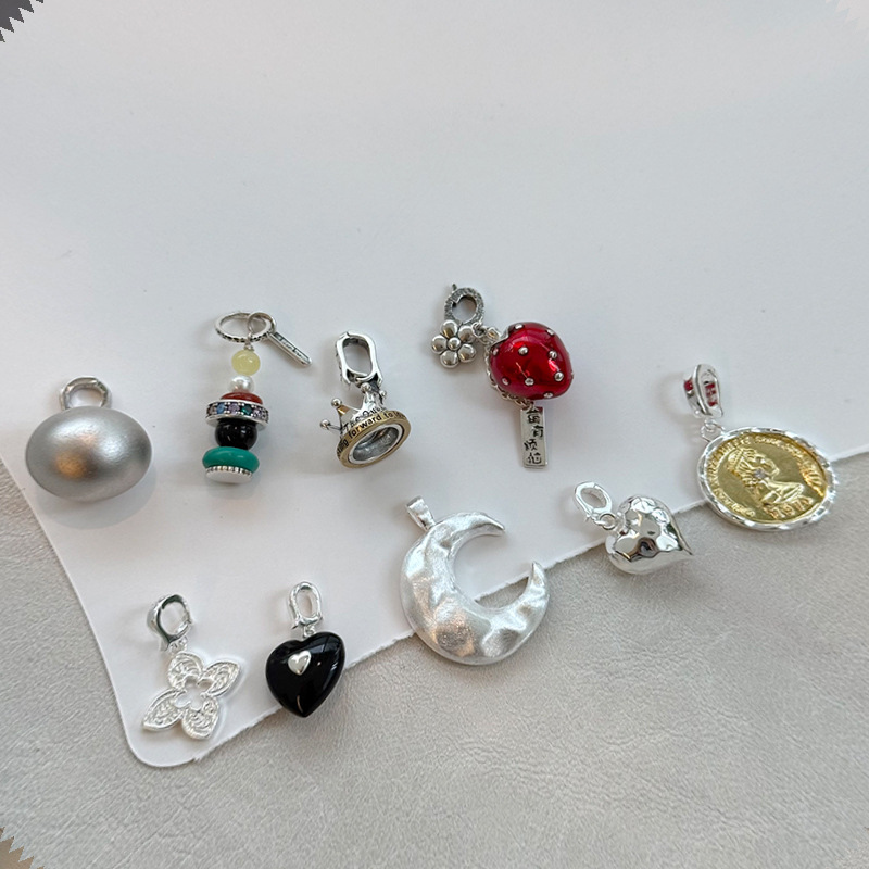 925 sterling silver pendant set, simple handcrafted DIY design, fashionable necklace, suitable for both men and women, semi-finished product wholesale pic 3