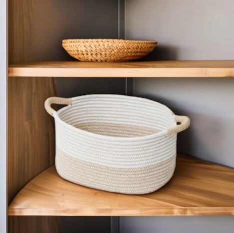 北欧简约棉绳编织收纳筐大容量收纳篮家用杂物儿童玩具编织收纳筐详情8