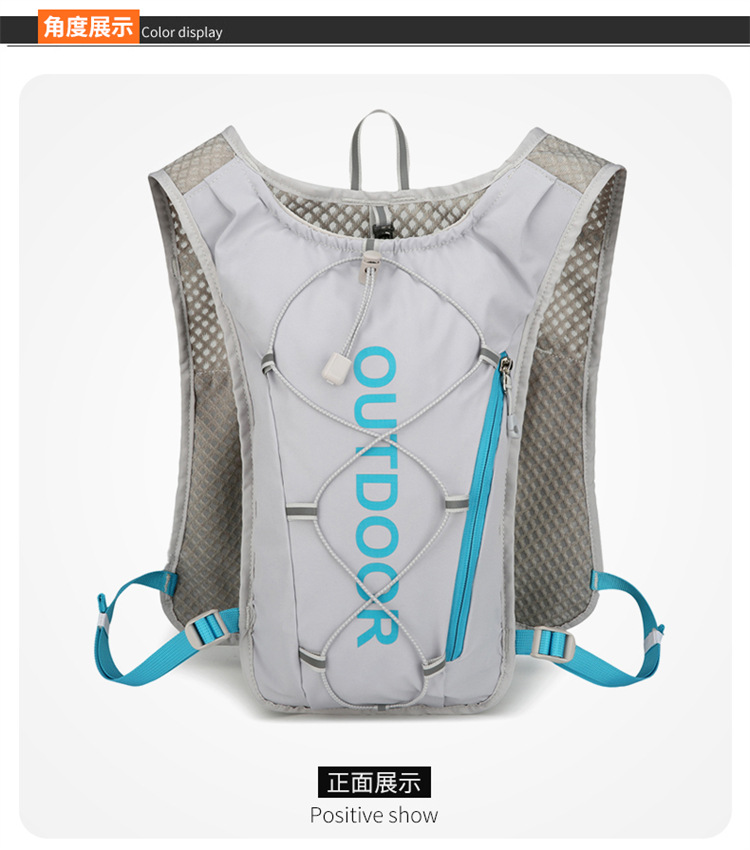 新款多功能尼龙跑步背包 安全反光运动背包水袋背包 骑行包详情32
