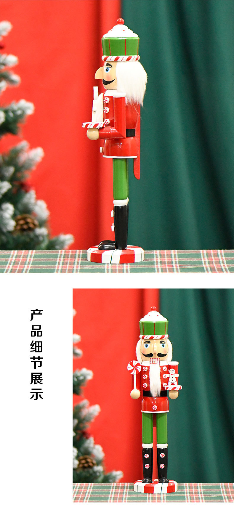 New product in stock: 38cm red body, green cap, gingerbread man, Nutcracker, Christmas decorative item, professional series pic 3
