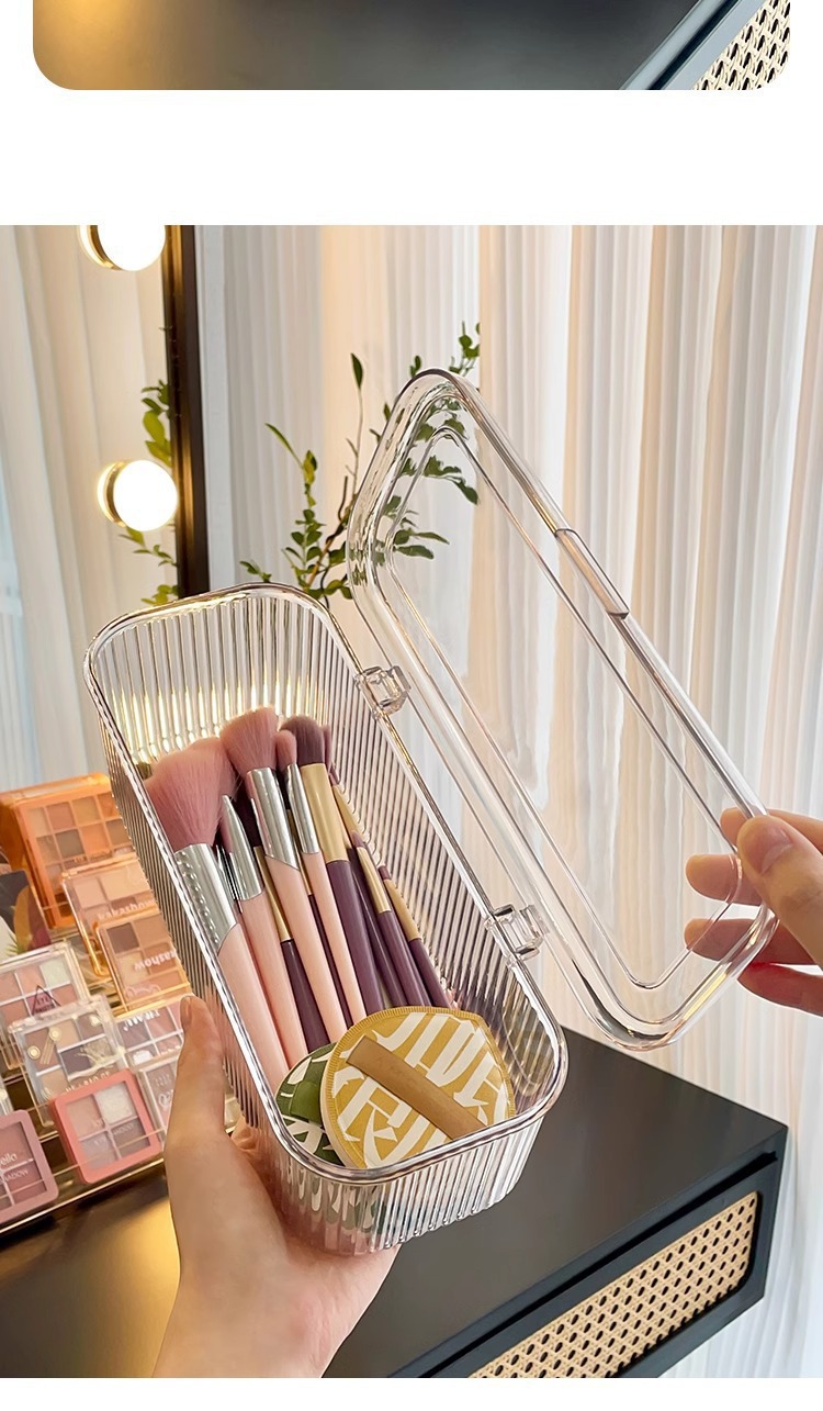 Powder puff storage box, dressing table desktop, cosmetics, brush, lipstick, dust-proof box, cushion, beauty egg storage pic 9