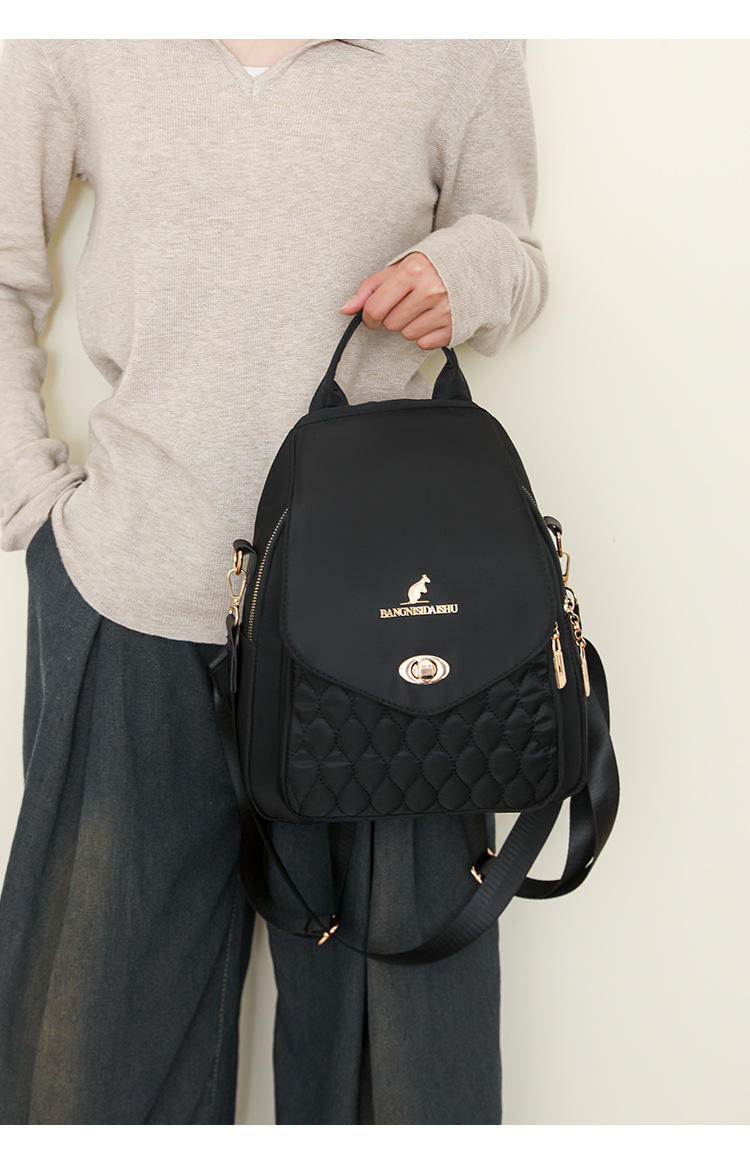 新款高档袋鼠牛津布双肩包女旅行外出中年妈咪双肩背绣线多用背包详情16