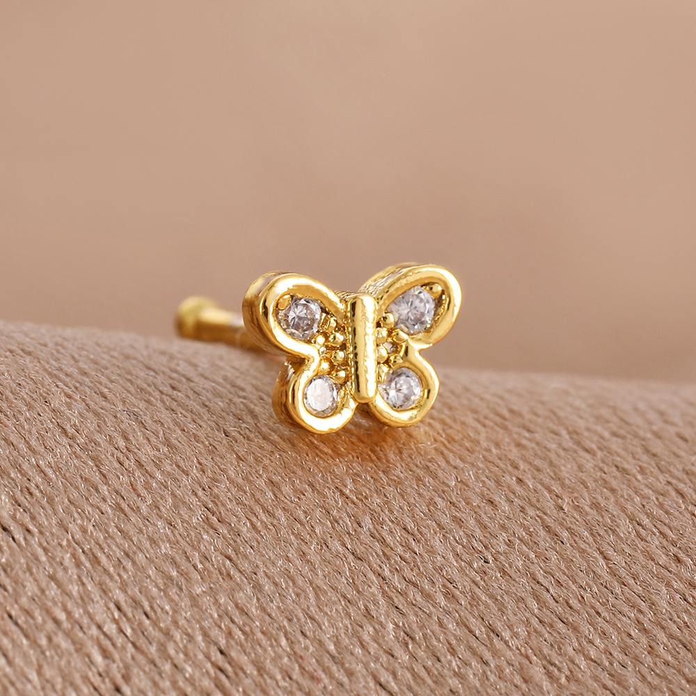 跨境钛钢镶钻鼻钉螺丝拧球直杠鼻钉不锈钢耳钉气质小众设计感耳钉详情21