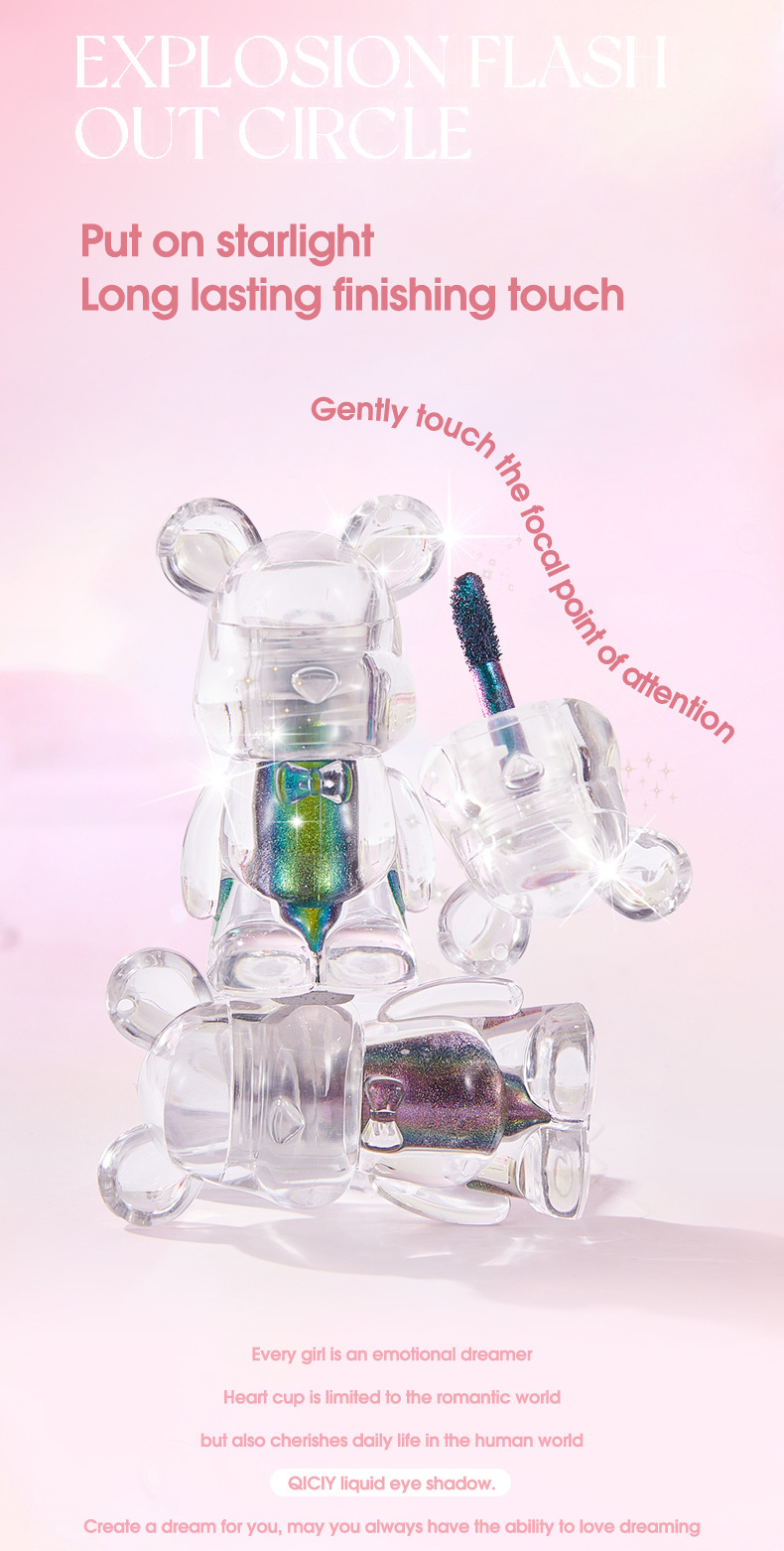【跨境专供】QICIY变色龙眼影欧美彩妆6色眼影珠光细闪小熊眼影详情4