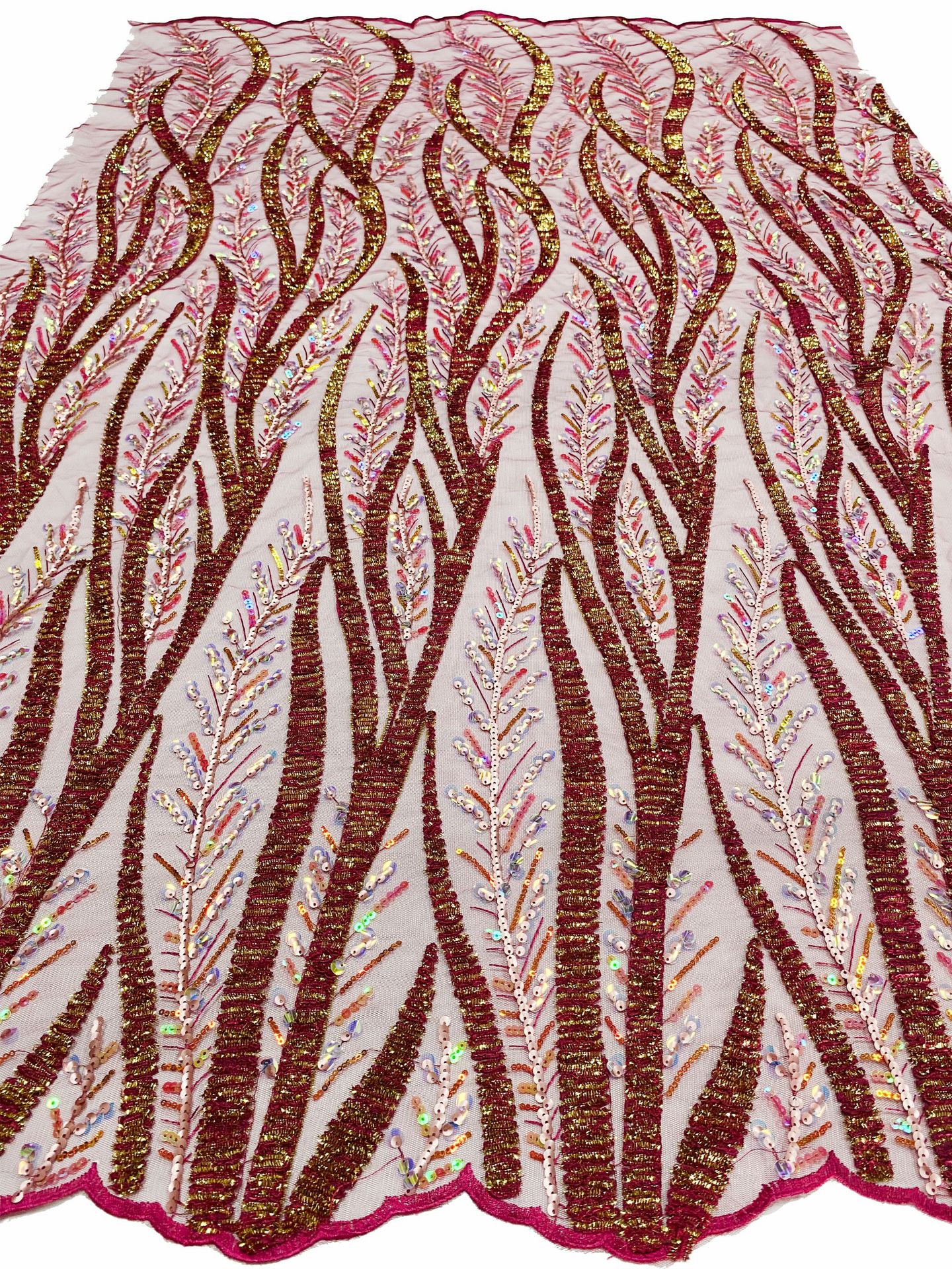 New African and Middle Eastern branch mesh fabric, sequined multi-color embroidered lace fabric beadslace in stock pic 15