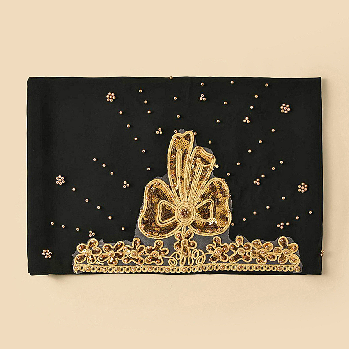 Wholesale of popular cross-border Amazon ethnic-style headscarves with fashionable rolled-up pearl chiffon and beaded long scarves pic 10