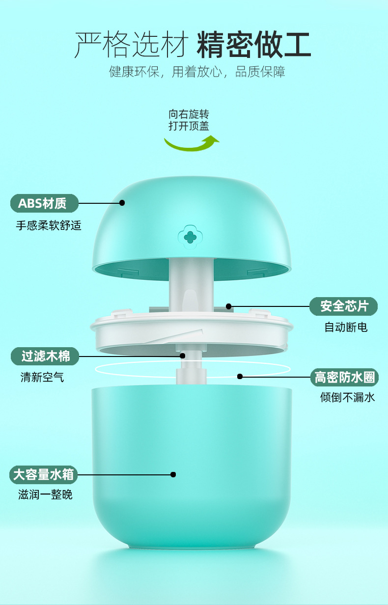 Новый портативный увлажнитель lucky травник mini USB для домашних увлажнителей X5 четырёхлистный увлажнитель pic 13