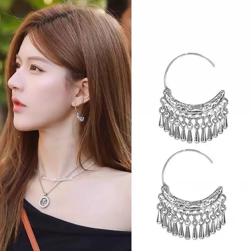 赵露思同款复古小众设计水滴流苏民族风耳环ins波西米亚旅行耳饰详情4