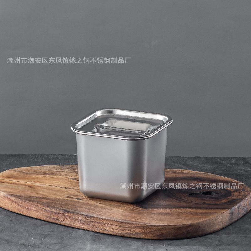 不锈钢方形味盅带盖厨房猪油盆商用佐料收纳调味罐火锅店调料盒详情11