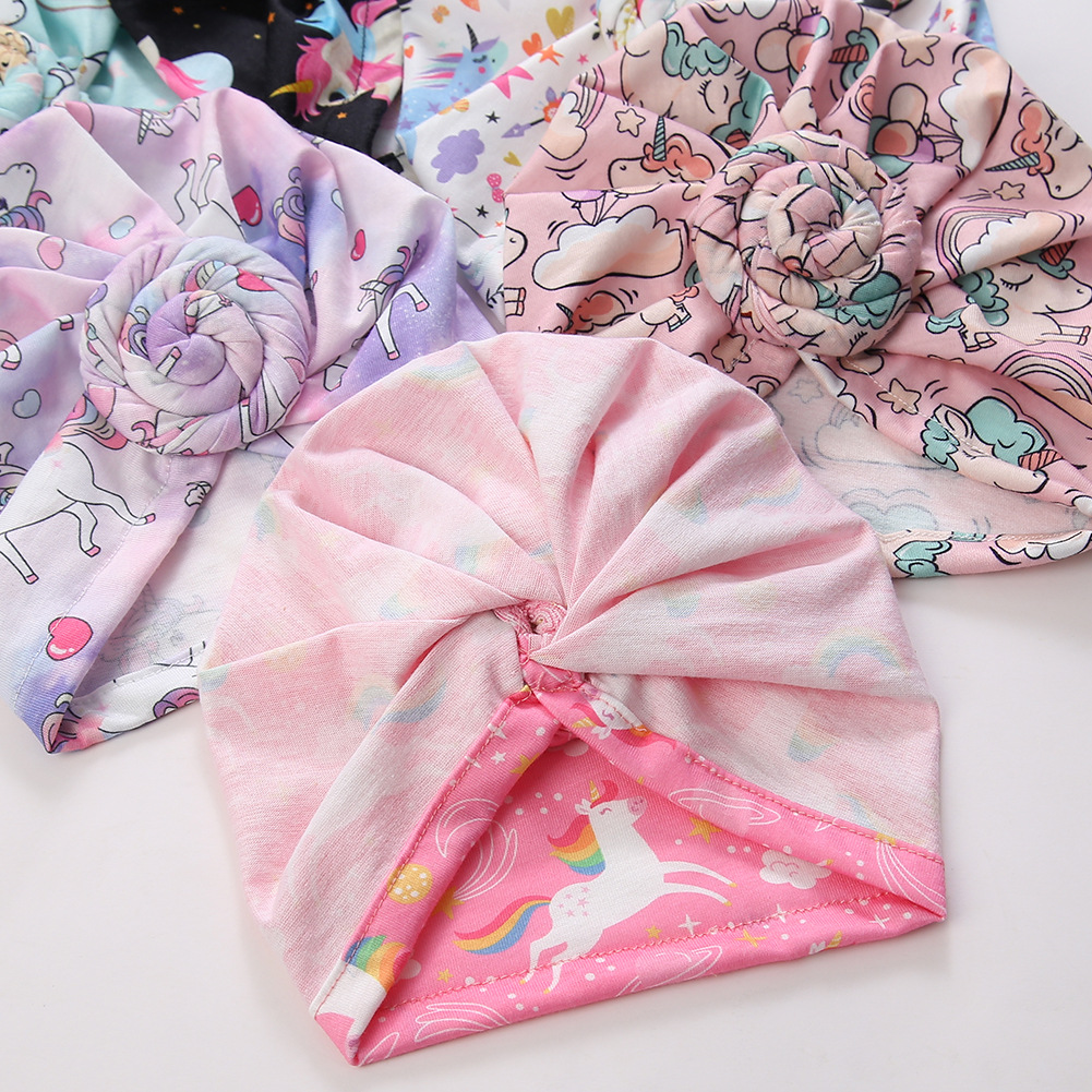 外贸新款独角兽印花印度帽宝宝胎帽欧美甜甜圈无骨帽厂家现货批发详情19