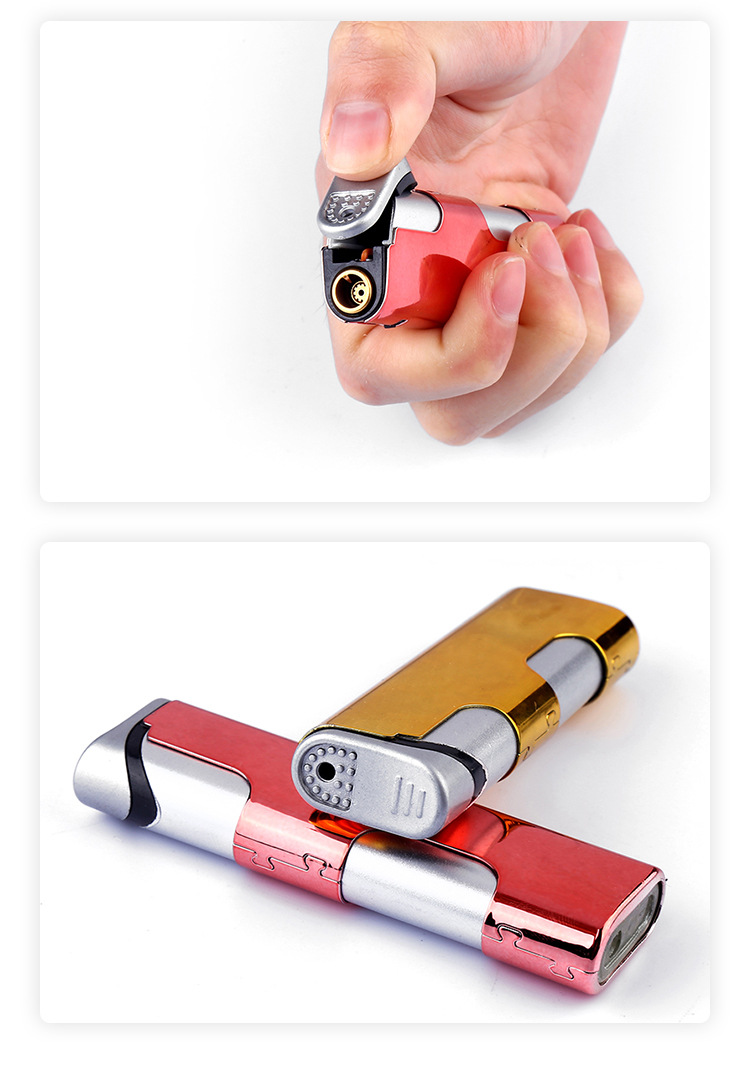 金属外壳防风打火机直冲可充气式点火器户外烧烤打火机个性用品详情11