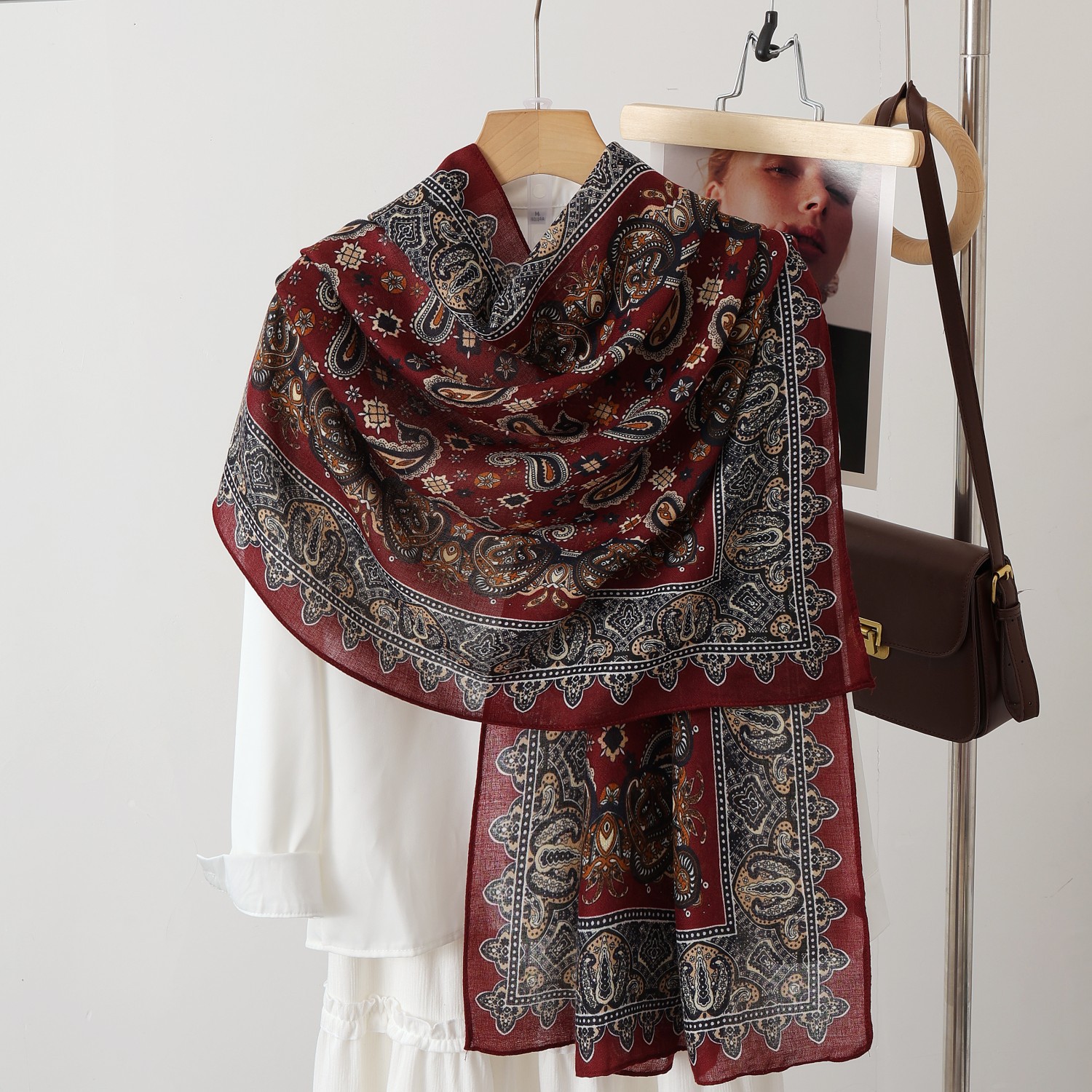 A color-blocked fashionable faux wool scarf, a thin and warm silk scarf, a large shawl, and a fashionable cape long scarf for women pic 17