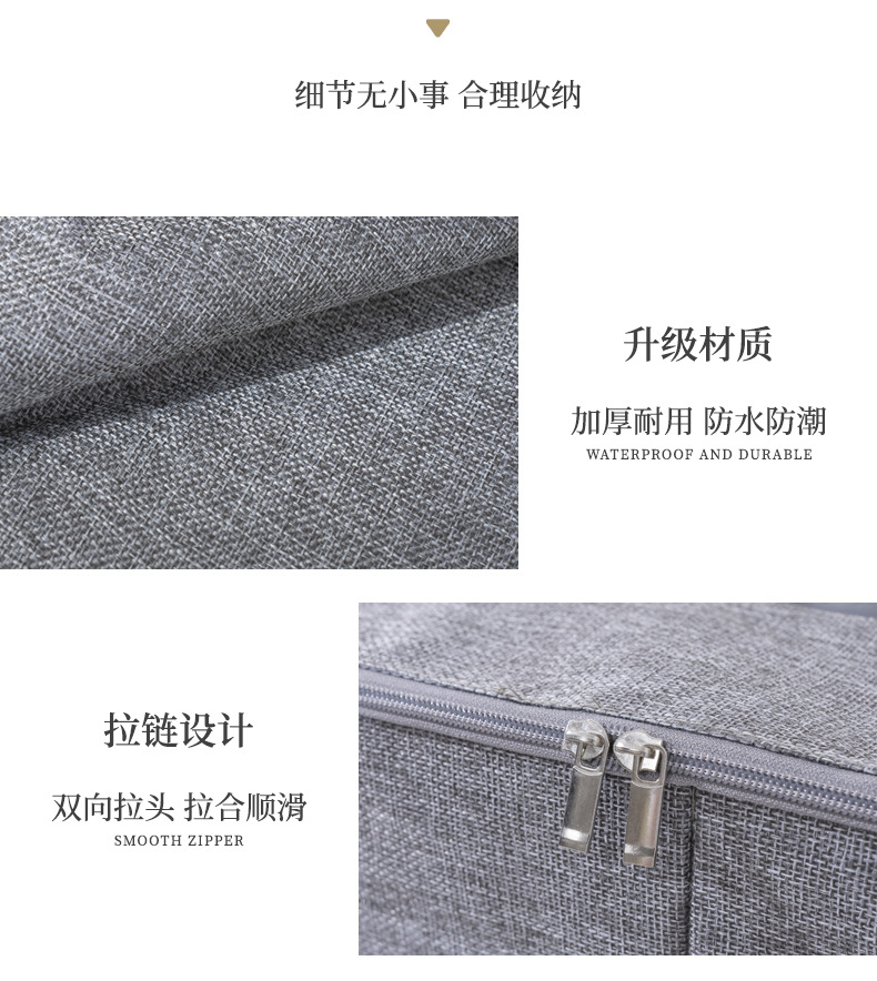 棉麻水洗可视窗收纳鞋盒可拆卸折叠床底收纳箱卧室床底杂物收纳盒详情5