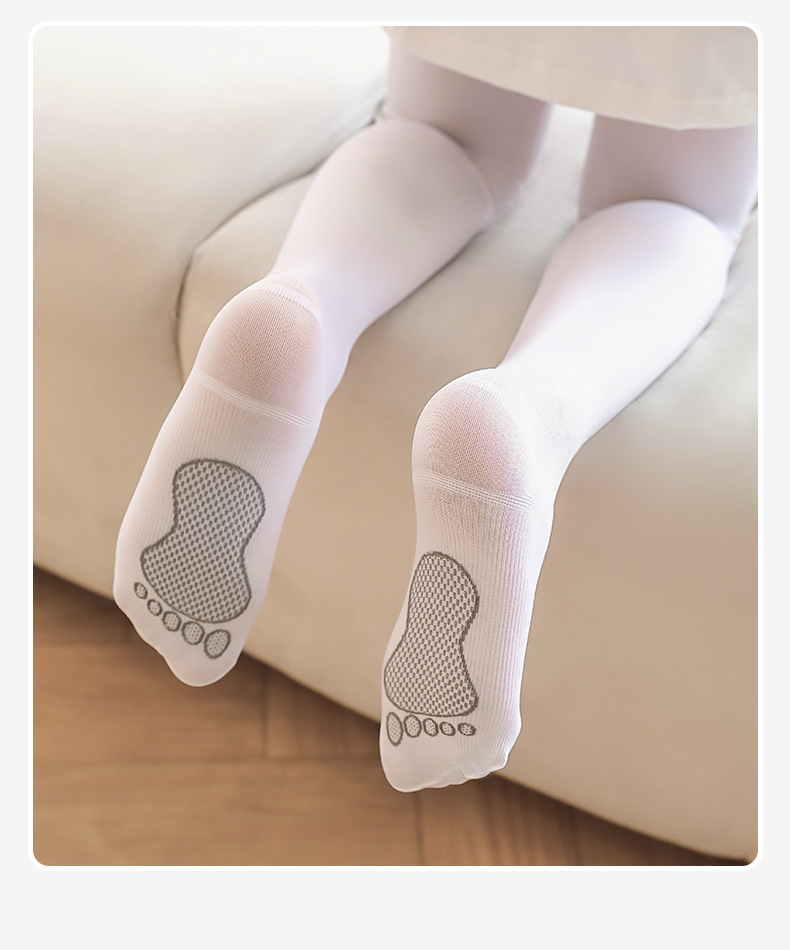 儿童舞蹈袜女孩防滑专业跳舞连裤袜女童白色薄款丝袜芭蕾袜子批发详情13