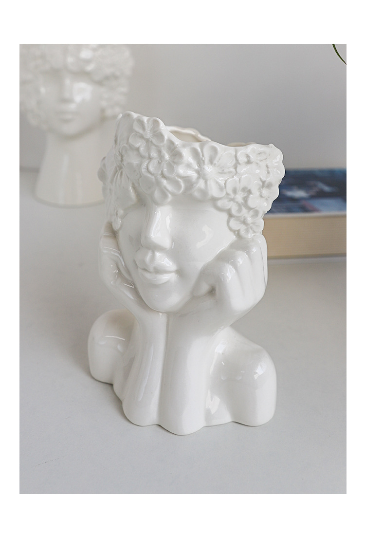 2026 Nordic Creative Home Desktop flower arrangements, figure statues, ornaments, human body ceramic vases, artistic flower vases, cross-border wholesale pic 4