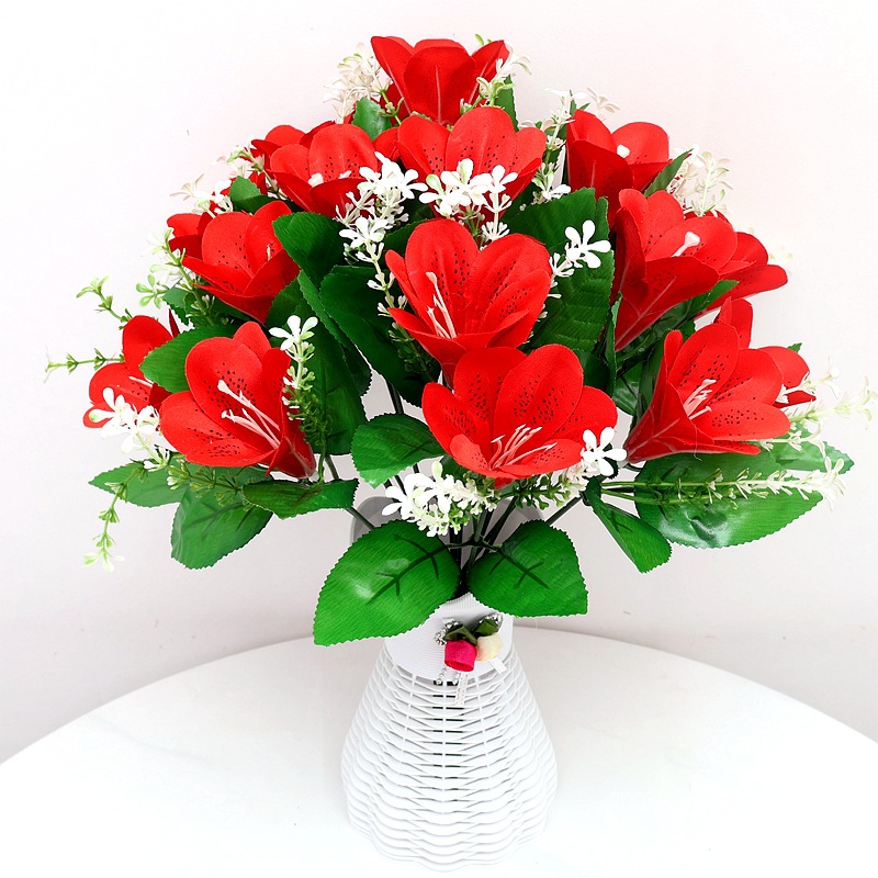 跨境代发仿真花盆栽新娘百合手捧花束葫芦花瓶套装舞蹈道具摆放花详情30