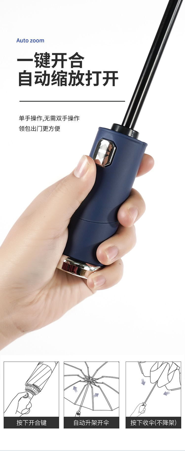 Umbrella printing fully automatic LOGO three-fold umbrella, large business black vinyl folding advertising gift, umbrella printing word gift box pic 19