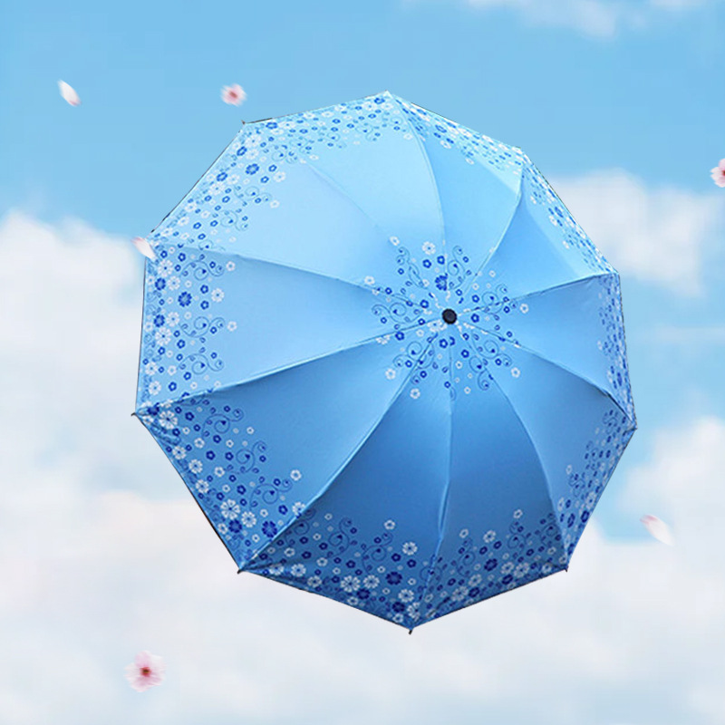 晴雨两用伞10骨加大单双人黑胶印花太阳伞防晒遮阳伞加厚折叠雨伞详情4