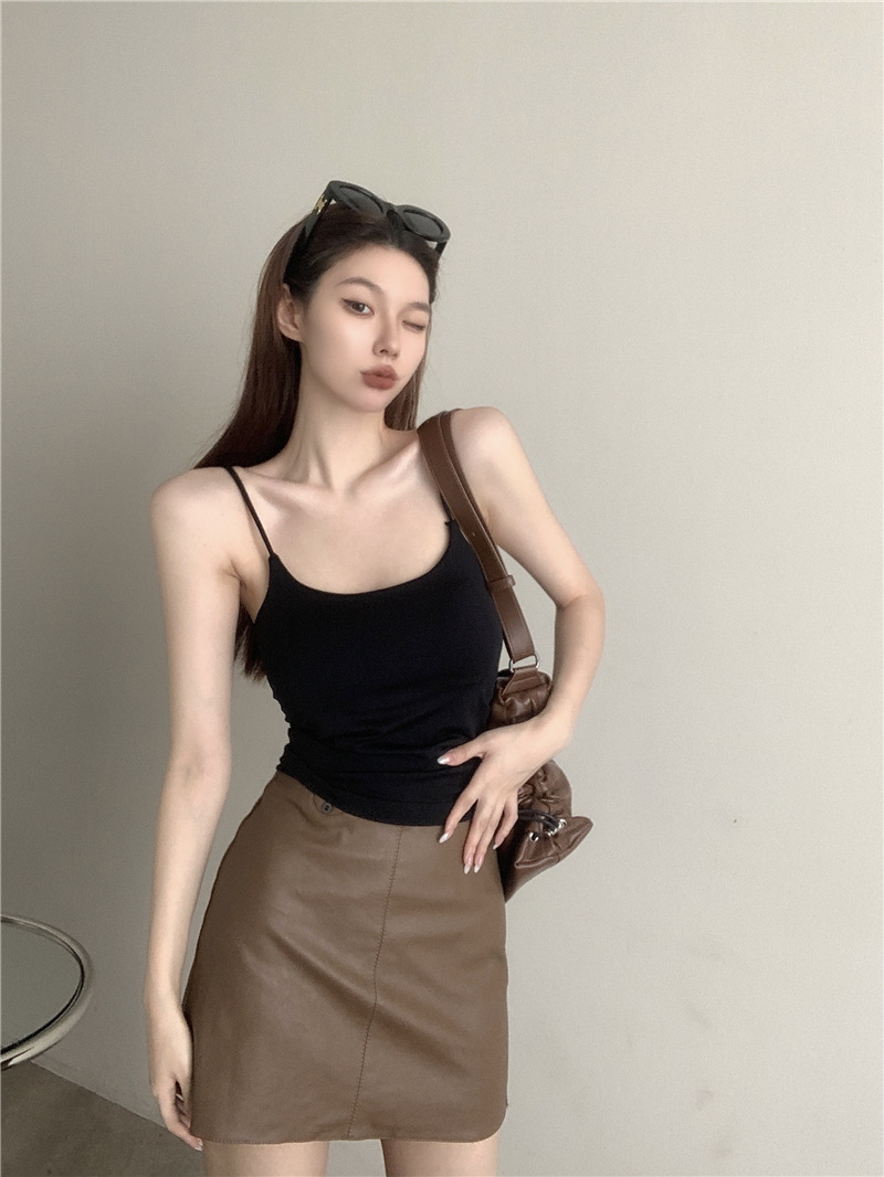 春夏无痕辣妹内搭纯欲美背吊带背心带胸垫外穿打底上衣裹胸抹胸女详情12