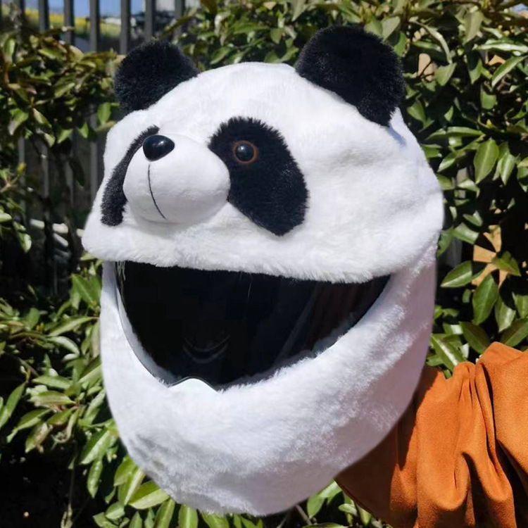 Cross-border bestseller, street blast, powerful helmet decoration set, rabbit plush motorcycle cool helmet set, cute panda mask pic 9